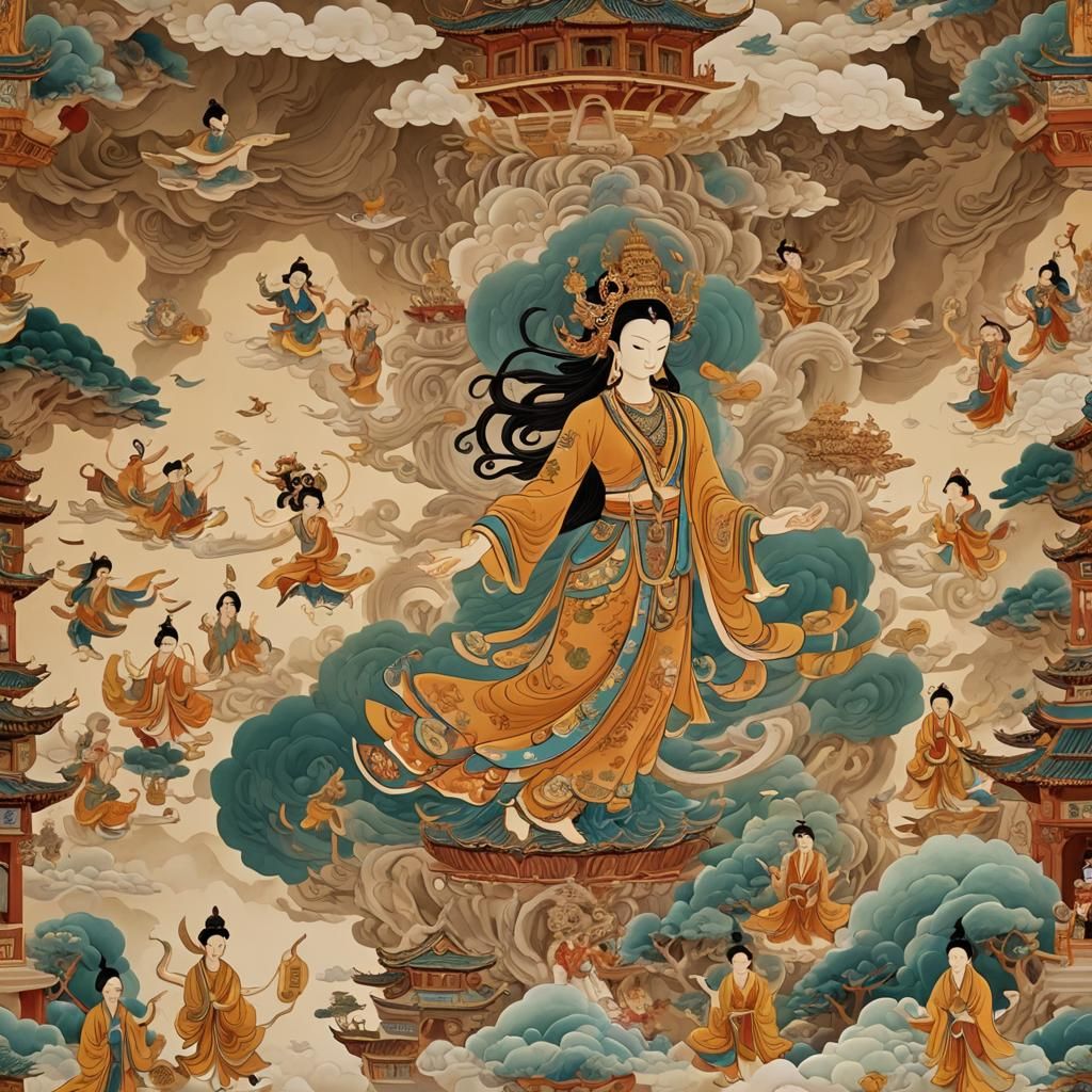 Mystical Buddha Cave Temple in Art Nouveau Style