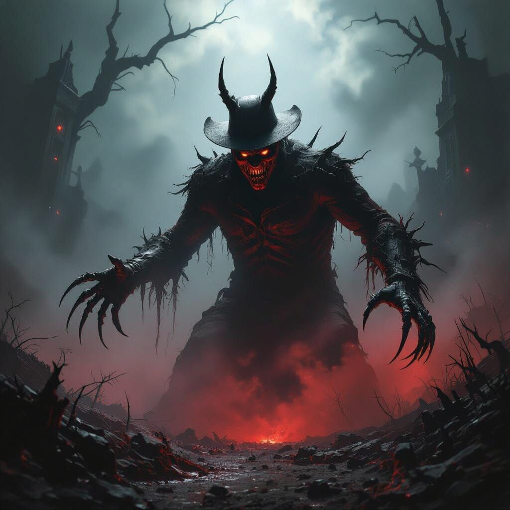 Demonic Freddy Krueger in Gothic Horror Style