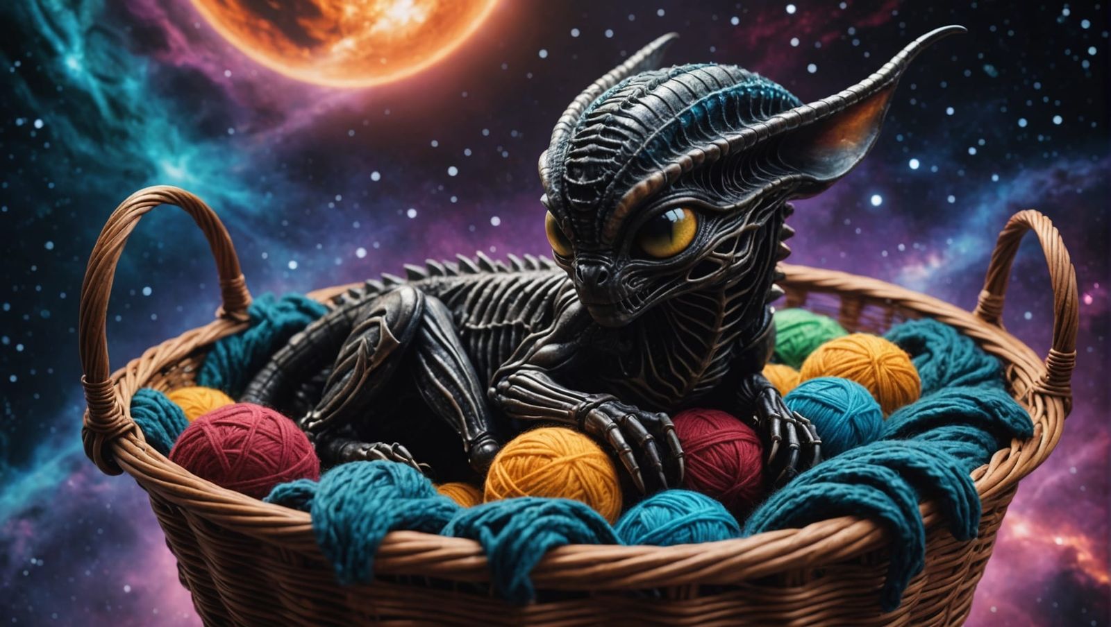 Xenomorph Kitten Plays in Space: Hyperdetailed Macro Shot
