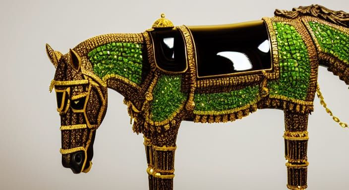 Peridot Jewel Horse Statue in Opulent Luxury Setting