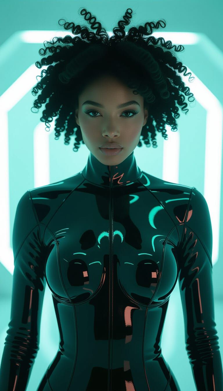 Futuristic Woman in Aerogel Suit: Neon Noir