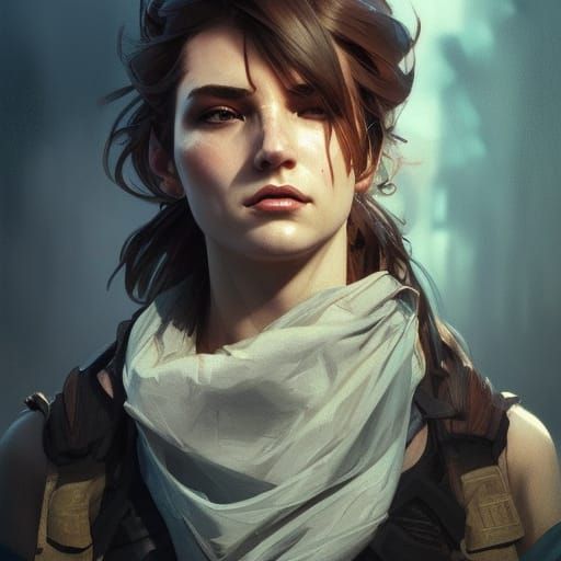 Detailed Bandit Portrait in Art Nouveau Style