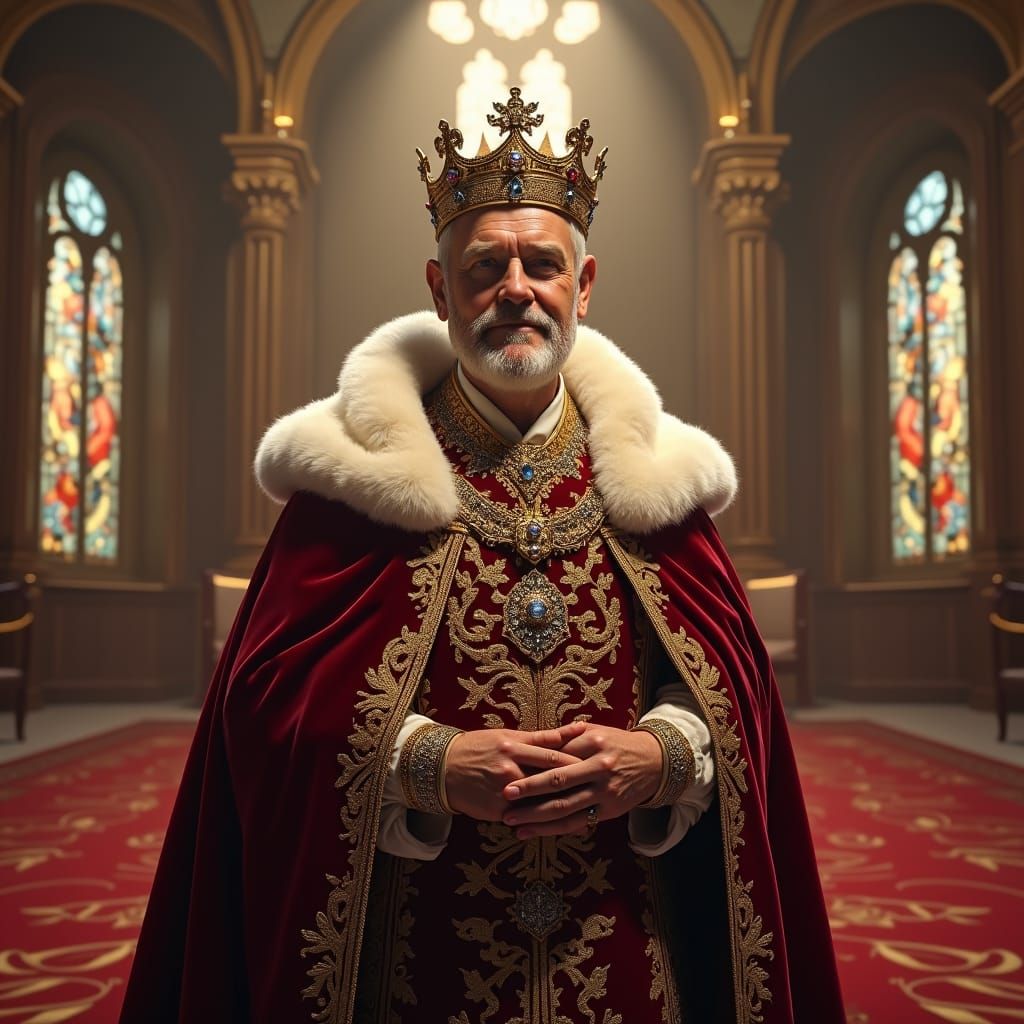 Monarch in Opulent Robes in Baroque Style