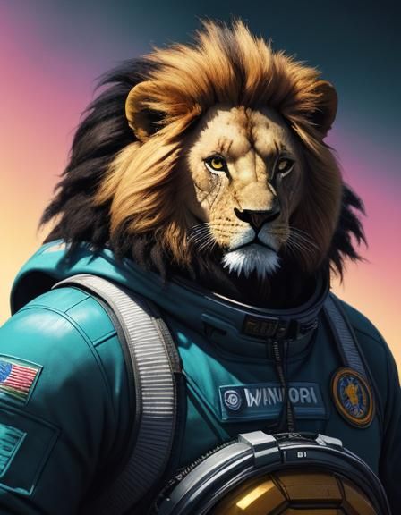 Lion Hybrid in Spacesuit: Hyperrealistic Sci-Fi Art