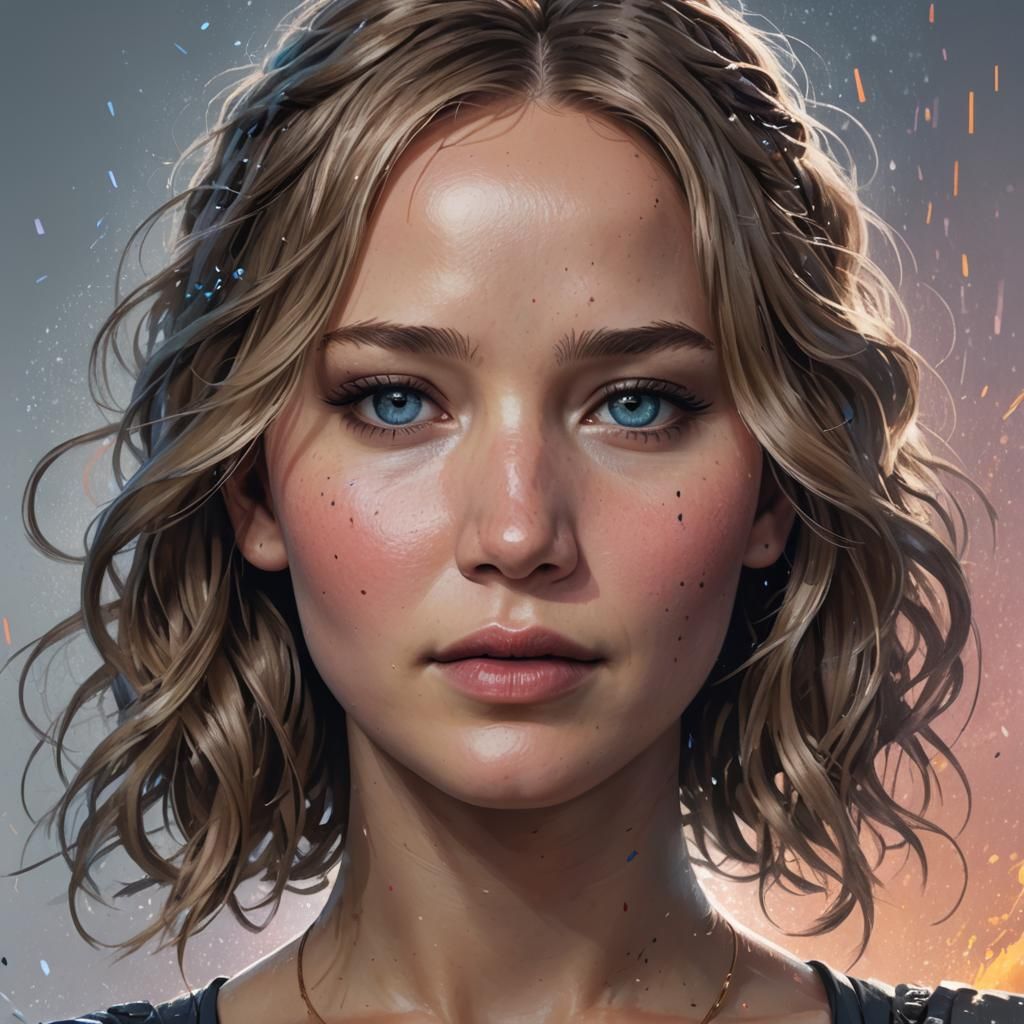 Jennifer Lawrence Portrait in Hyperdetailed Art Nouveau Styl...