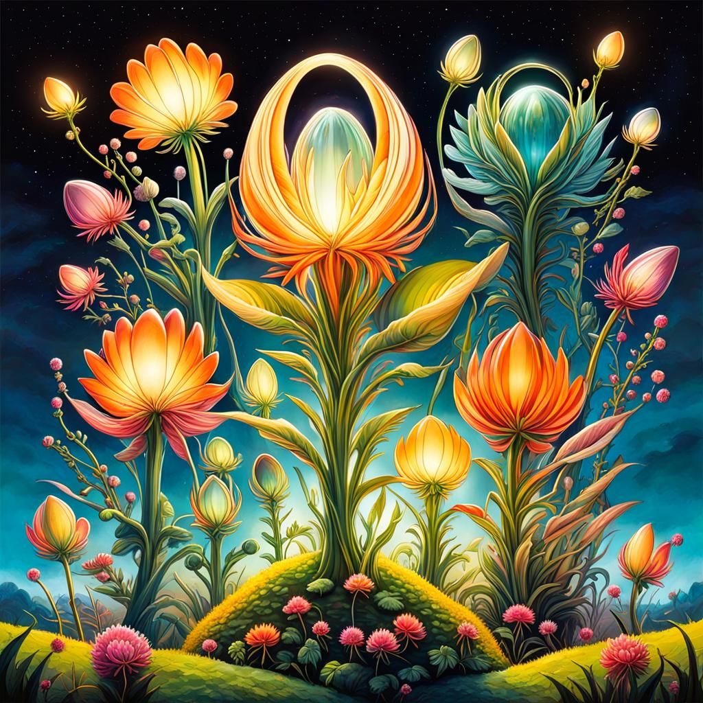 Field of Flos Lucis Pulcher magical flowers