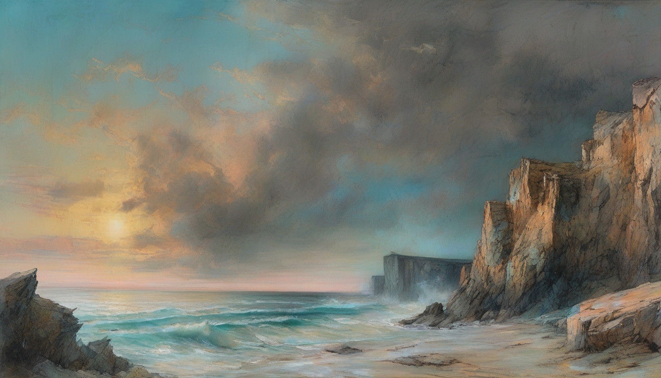 Mysterious Golden Sands Meet Turquoise Ocean at Sunset