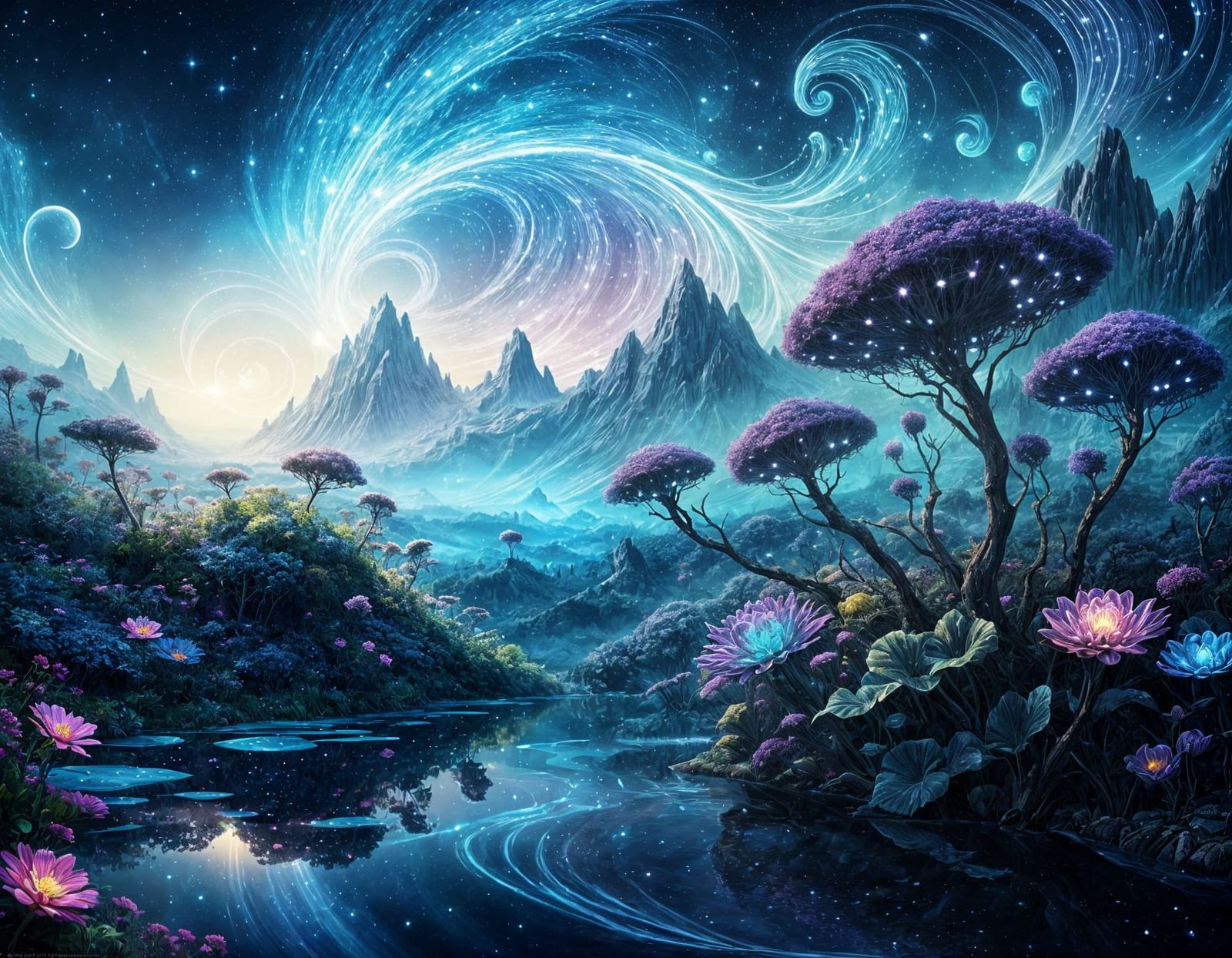 Ethereal Fantasy World With Cosmic Illustrations