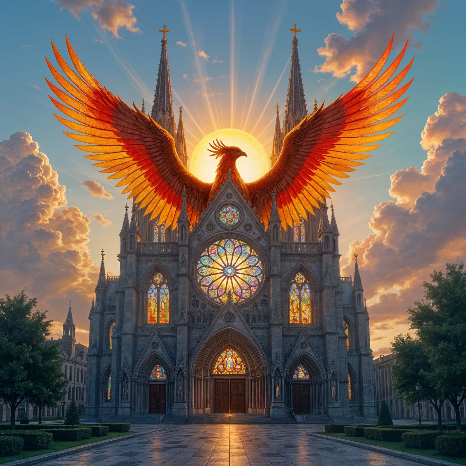 Phoenix Cathedral with Stained Glass Windows