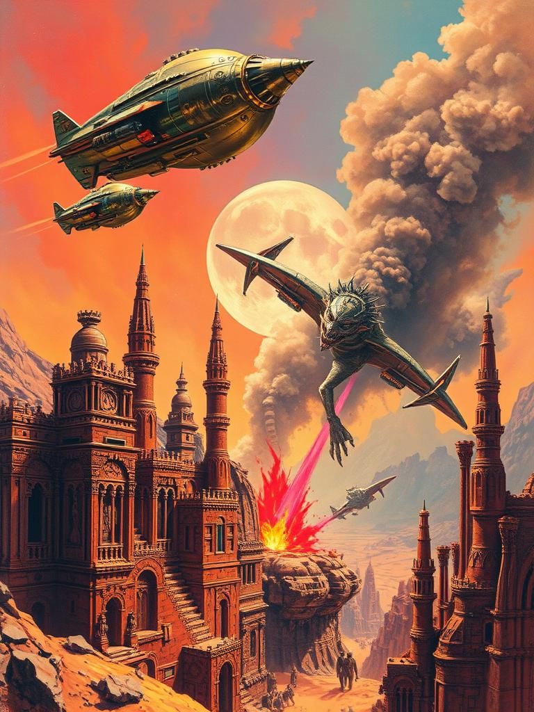 Dogfight over Morlak-Melos, near the Martian South Pole