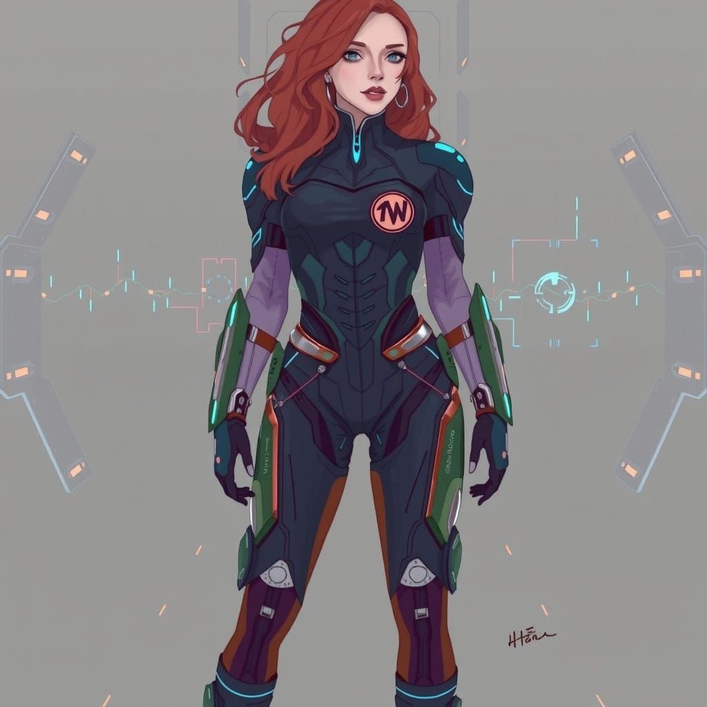 Cyborg Warrior in Futuristic Starship