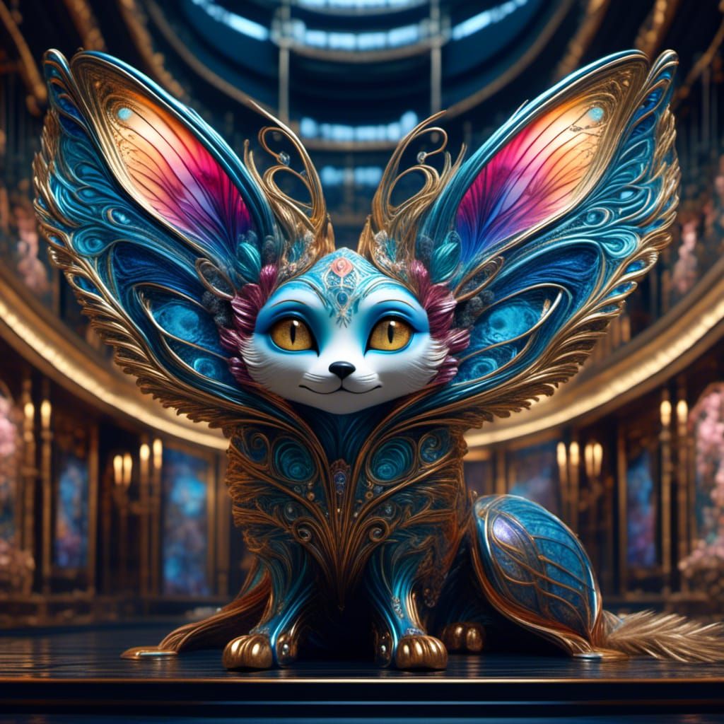 Fennec Fox with Butterfly Wings in Digital Art