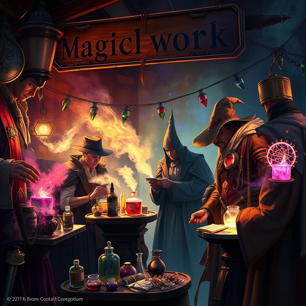 Magical Creations Displayed by Potion Testers and Spell Arch...