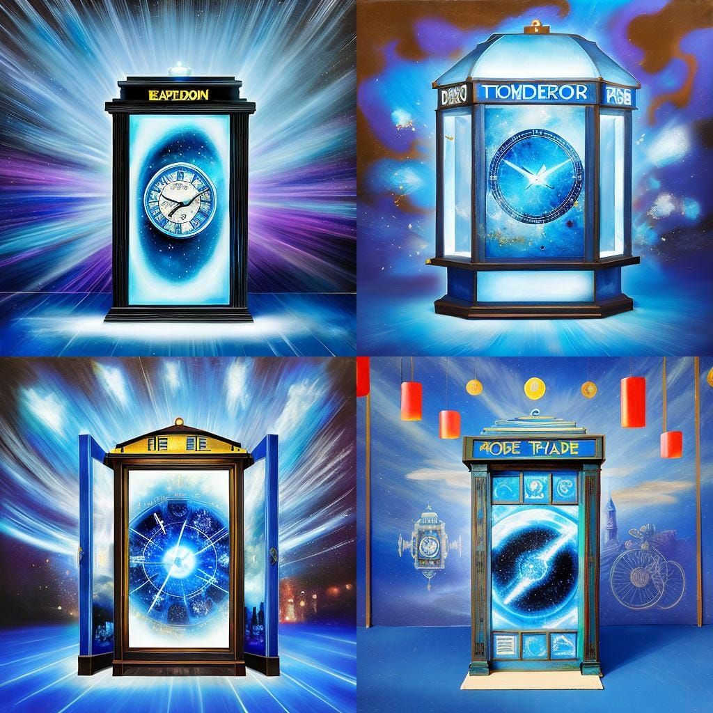 Surreal Temporal Bazaar with TARDIS, Collage Style