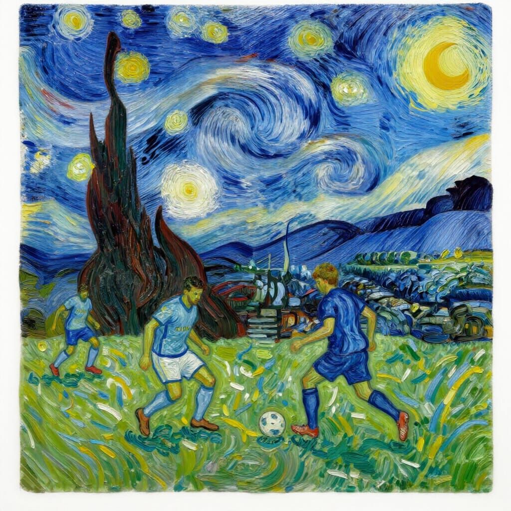 Football Team in Van Gogh Style