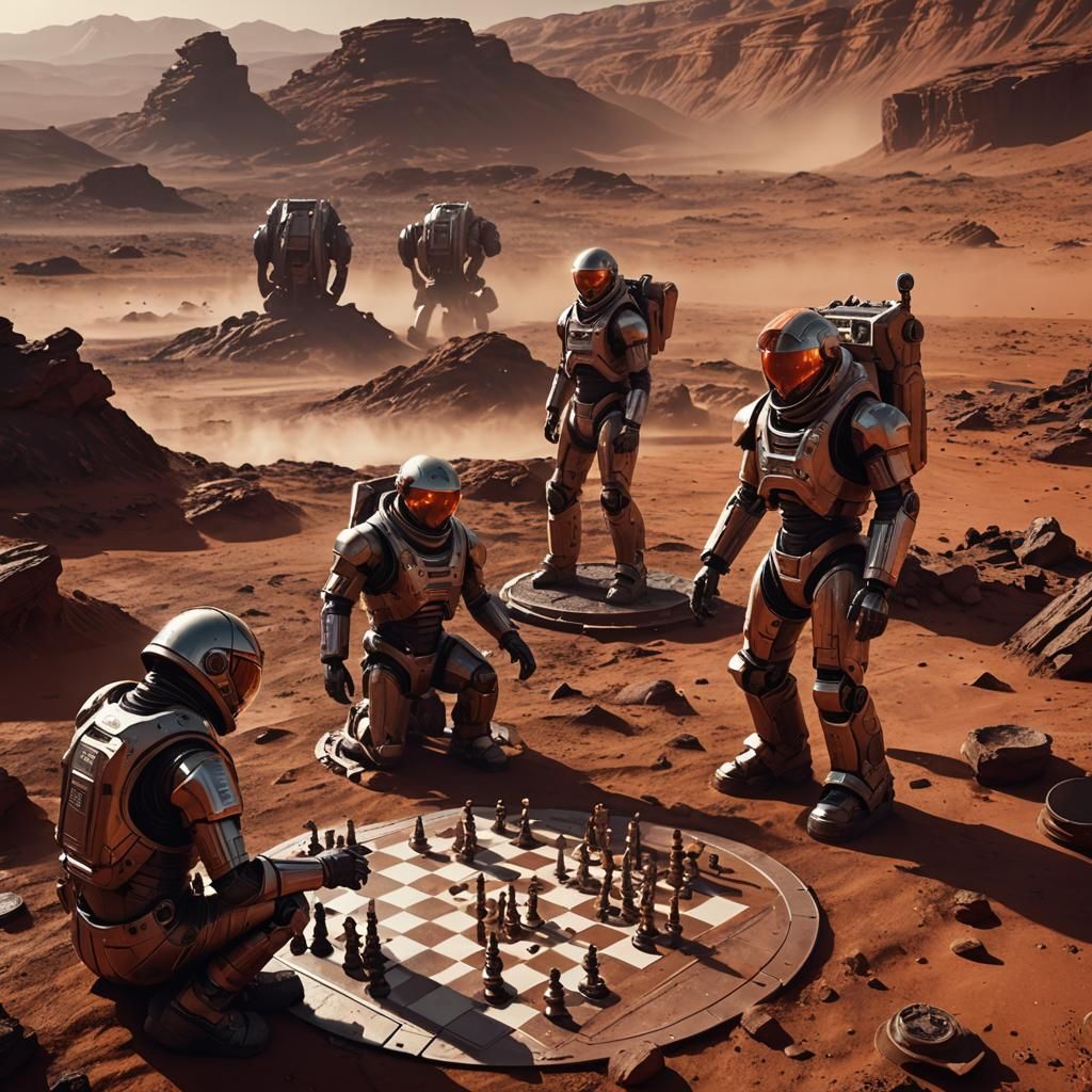 Martian Chess Game in Sci-Fi Concept Art