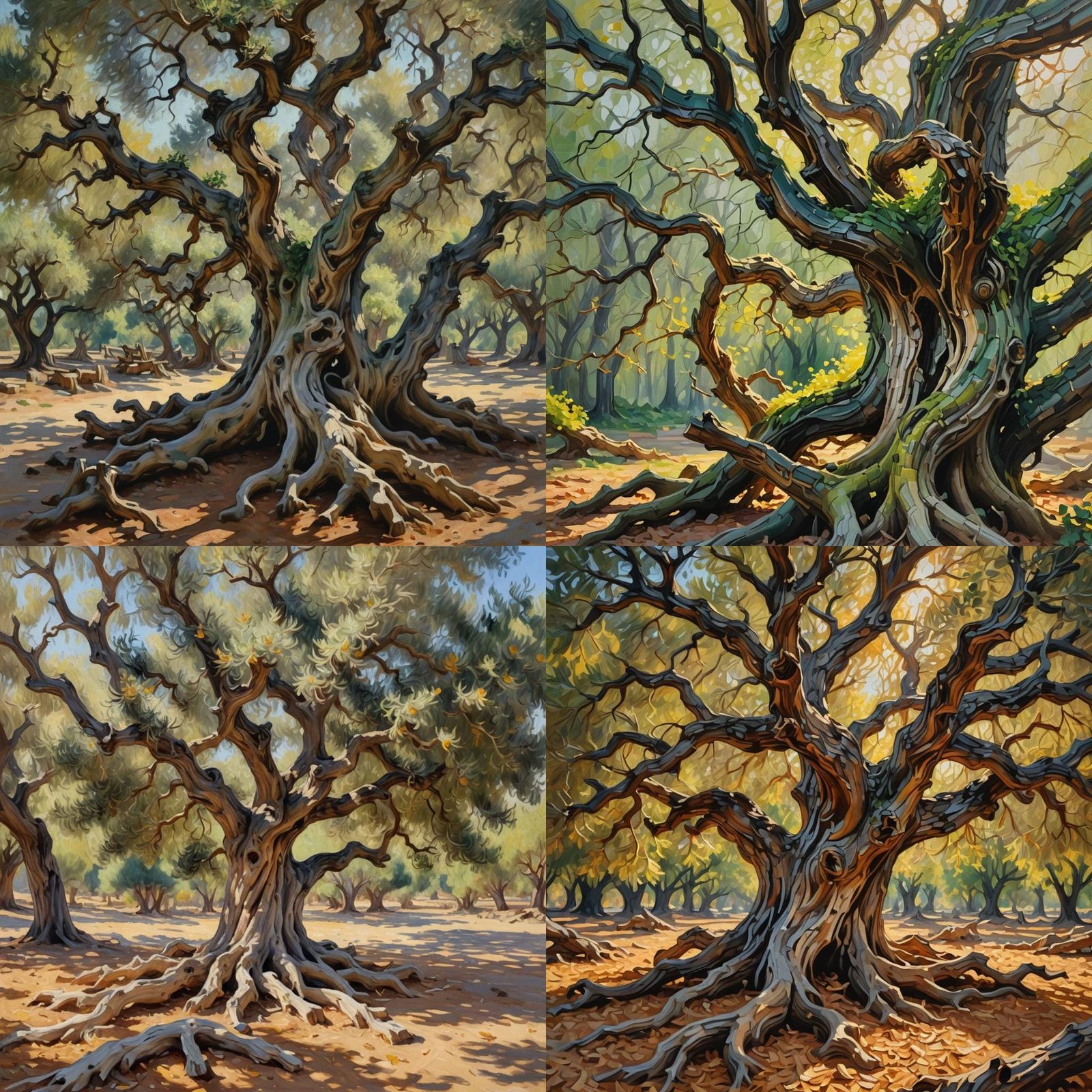 Ancient Olive Tree in Impressionist Style