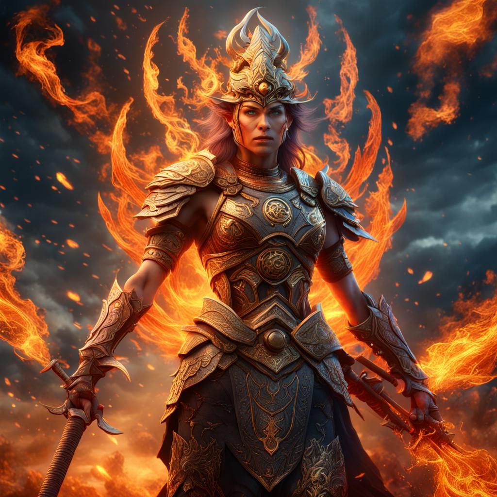 Fiery Warrior Goddess Concept Art