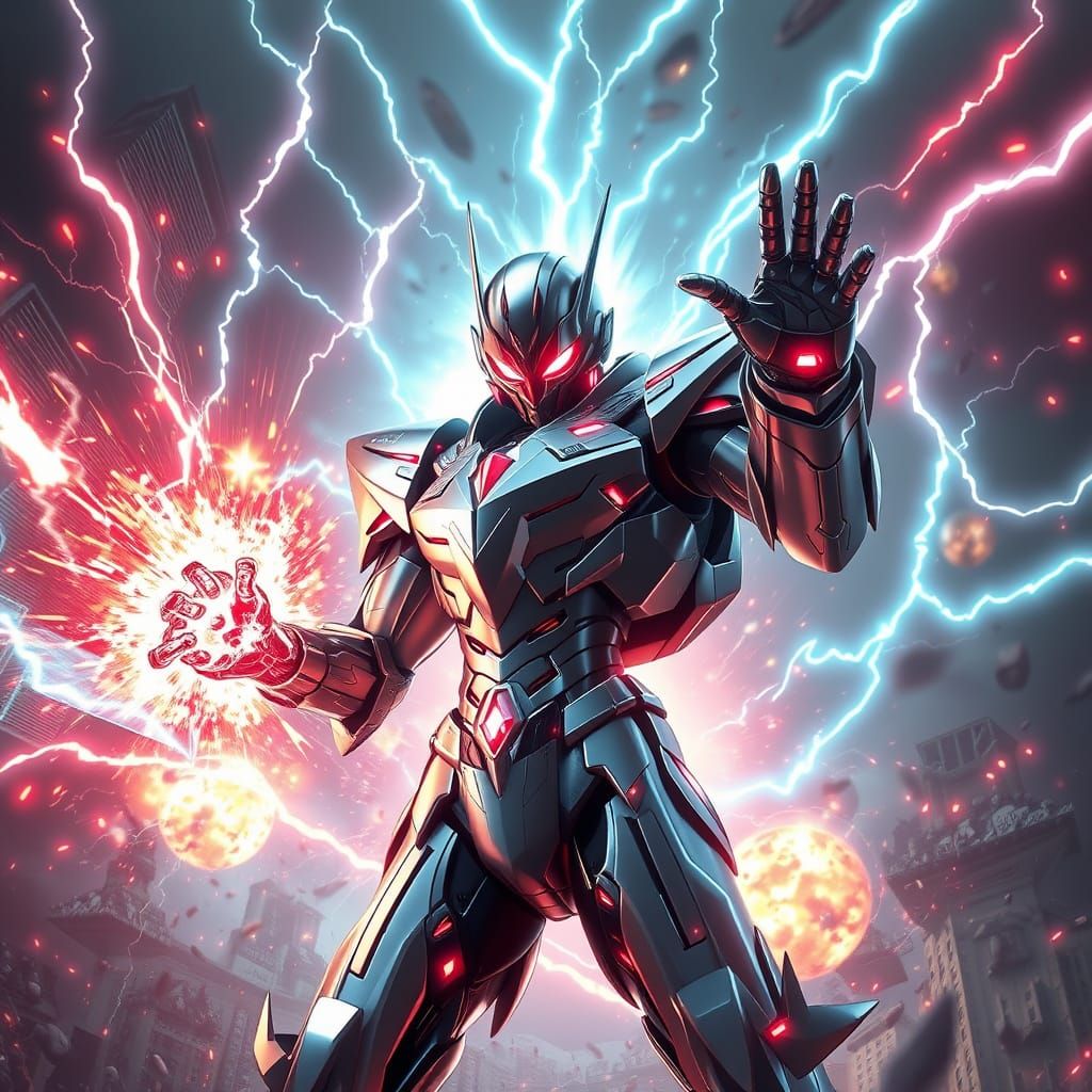 Futuristic Robot Villain Unleashes Quantum Power