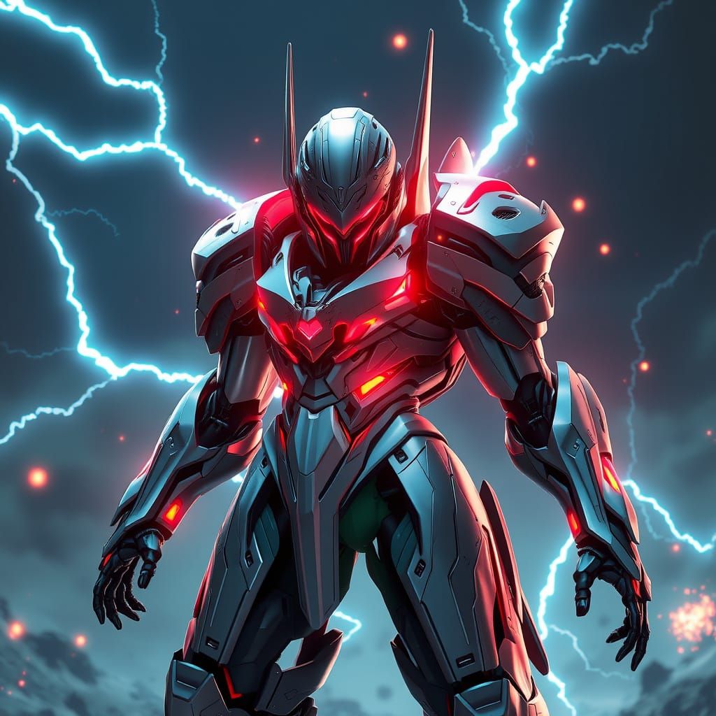 Futuristic Robot Supervillain Wielding Quantum Powers