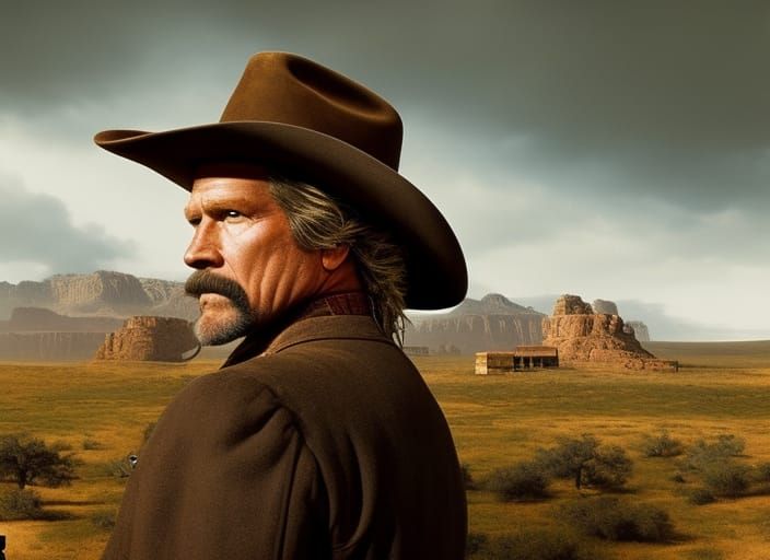 Jeff Bridges as Rooster Cogburn in Surreal Portrait
