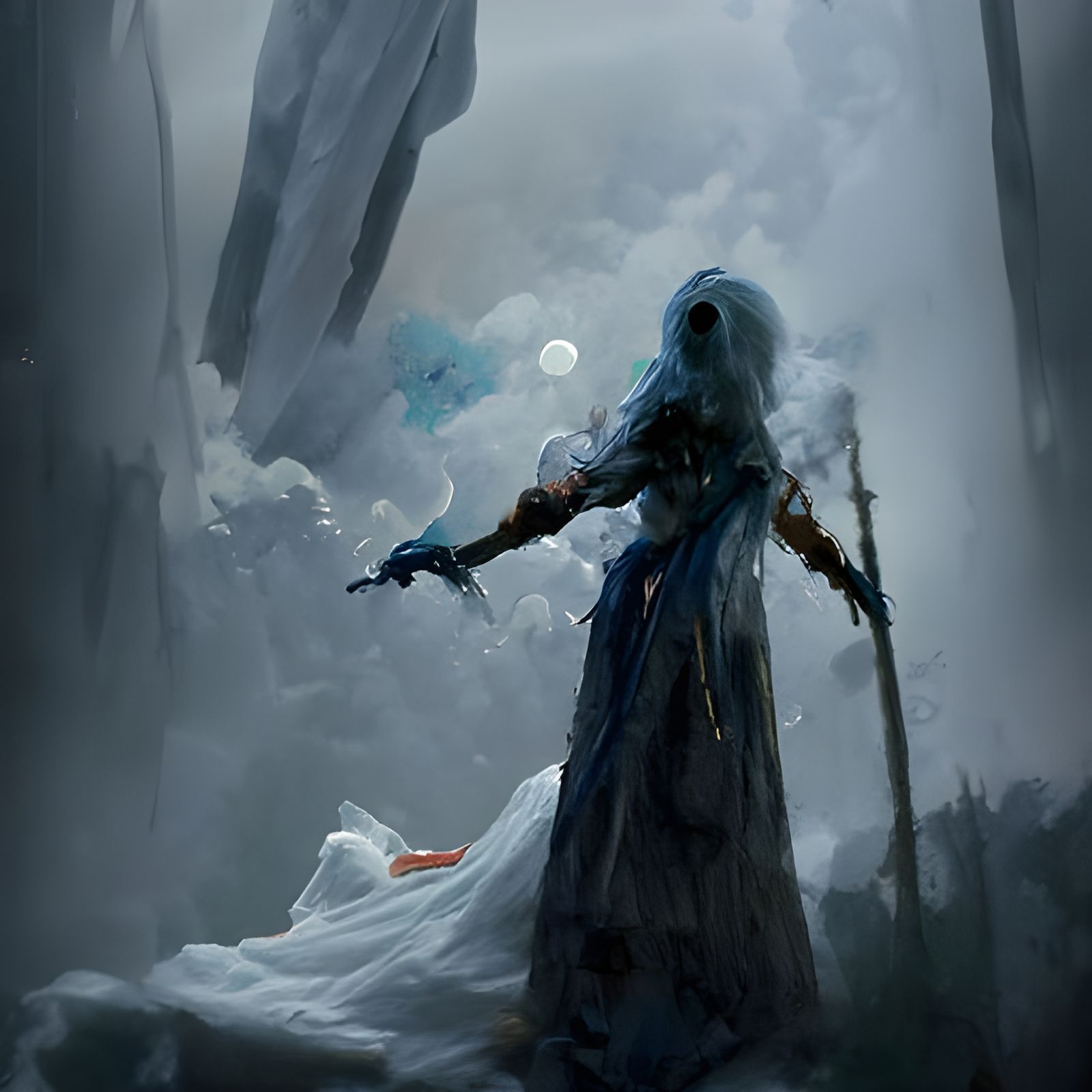 Ethereal Ghosts Swirling in Air as Digital Painting