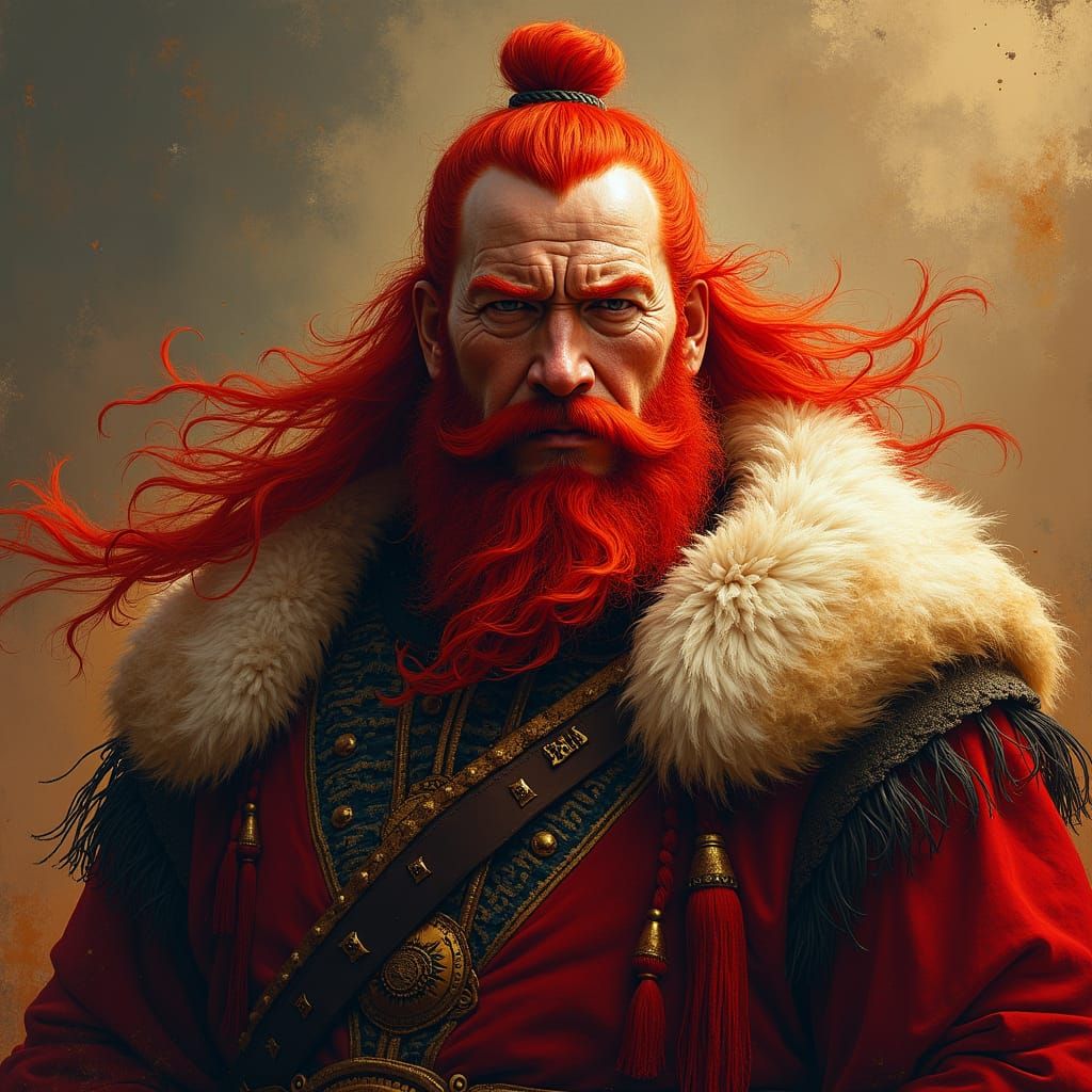 Genghis Khan as Redhead in Expressive Portrait