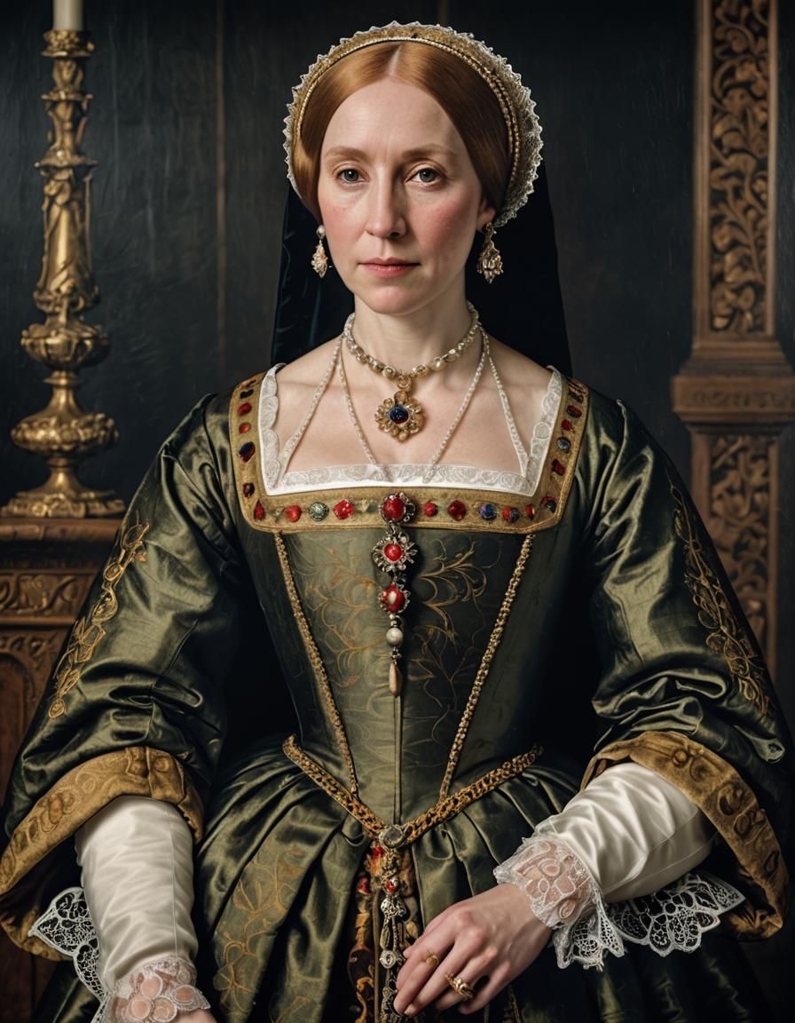 Catherine Howard Portrait in Holbein Style, Detailed Photogr...