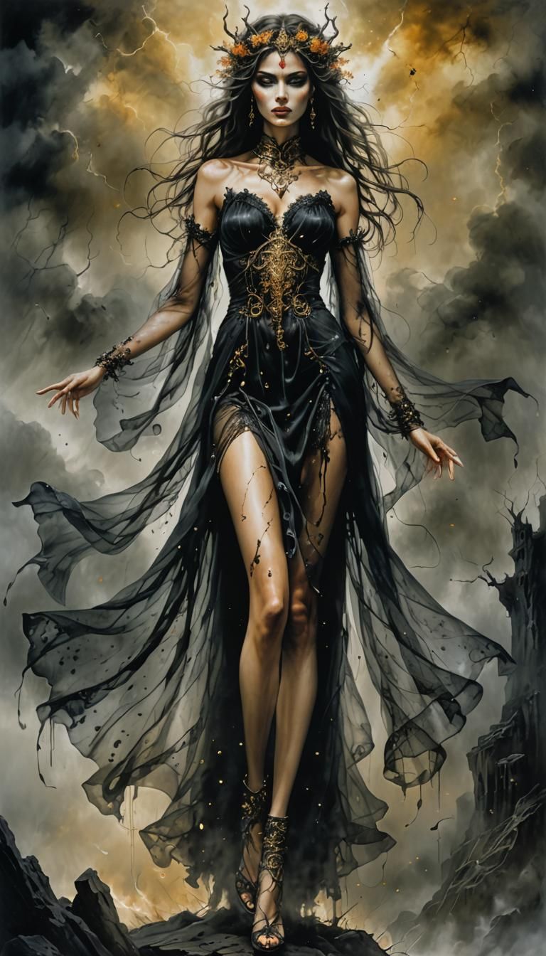 Goddess of Darkness in Acrylics Style