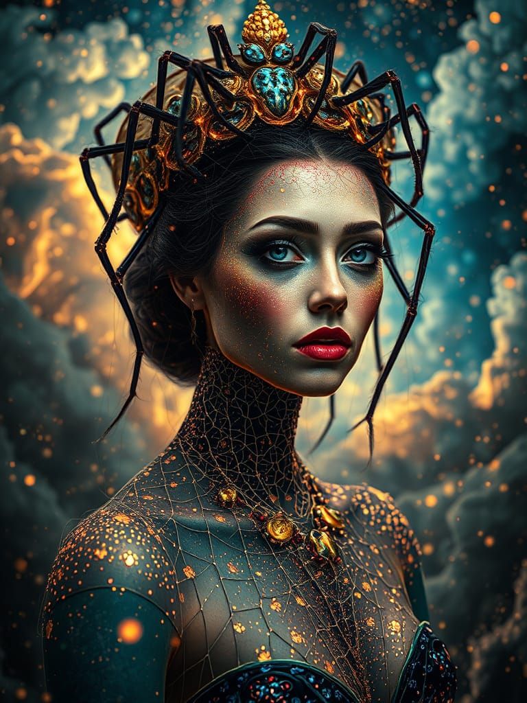 Vibrant Goddess in Klimt-Inspired Portrait