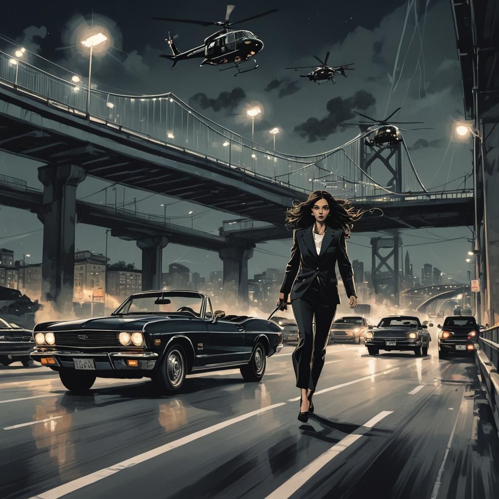 CIA Couple's High-Speed Chase in Neo-Noir Style