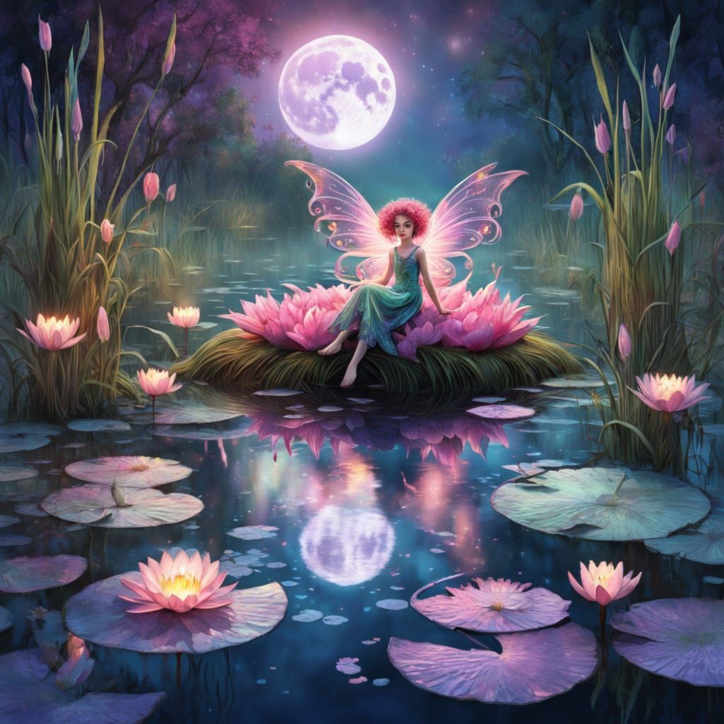 Adorable Pixie in Watercolor Oil Painting Style