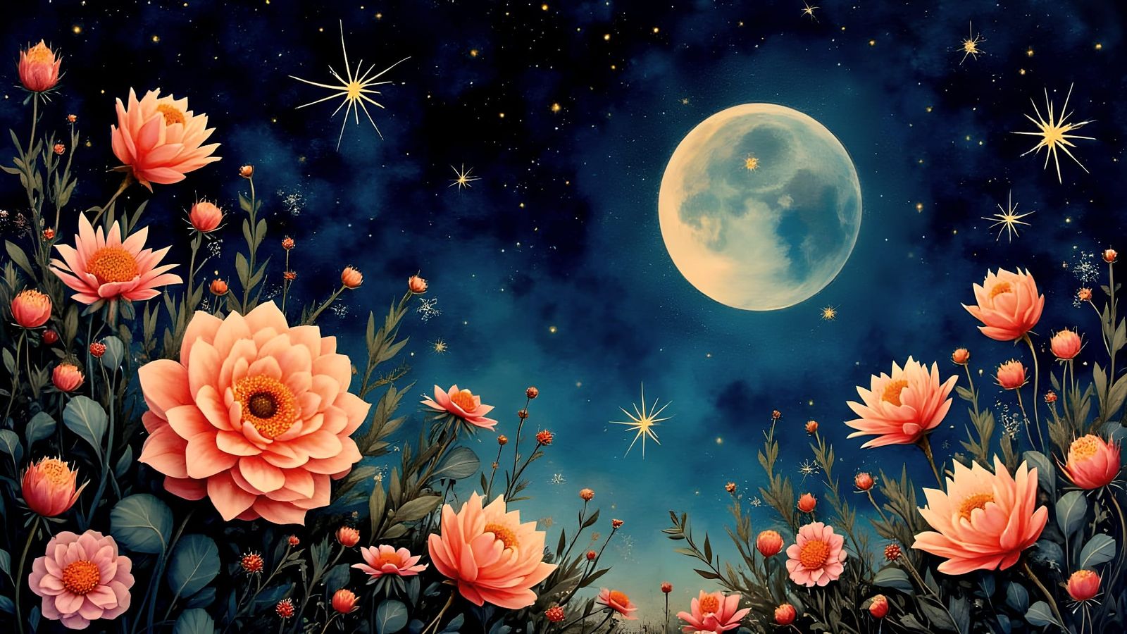 Surreal Alien Flora in Pointillist Watercolor Style