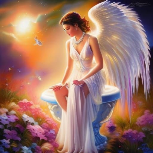 Angel on a Garden Pedestal