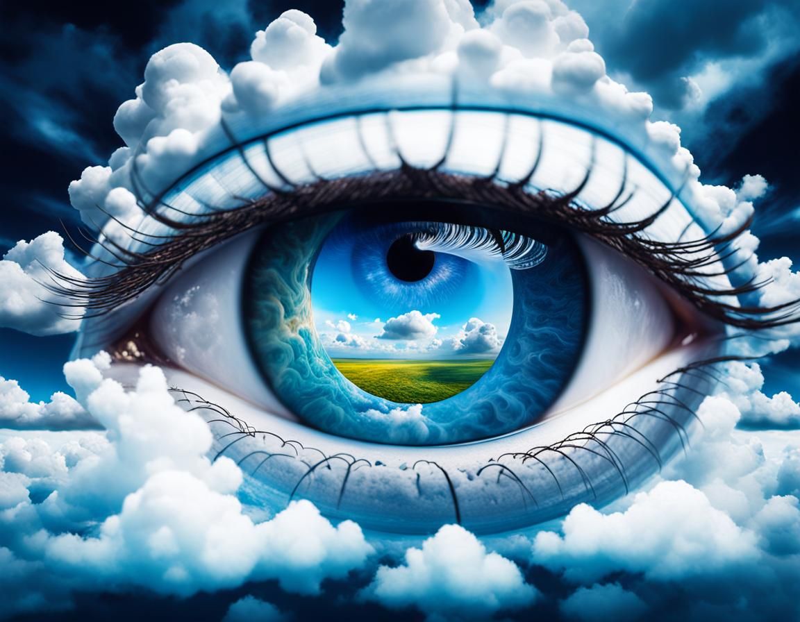 Surreal Eye Cloud Optical Illusion in Macro Photography