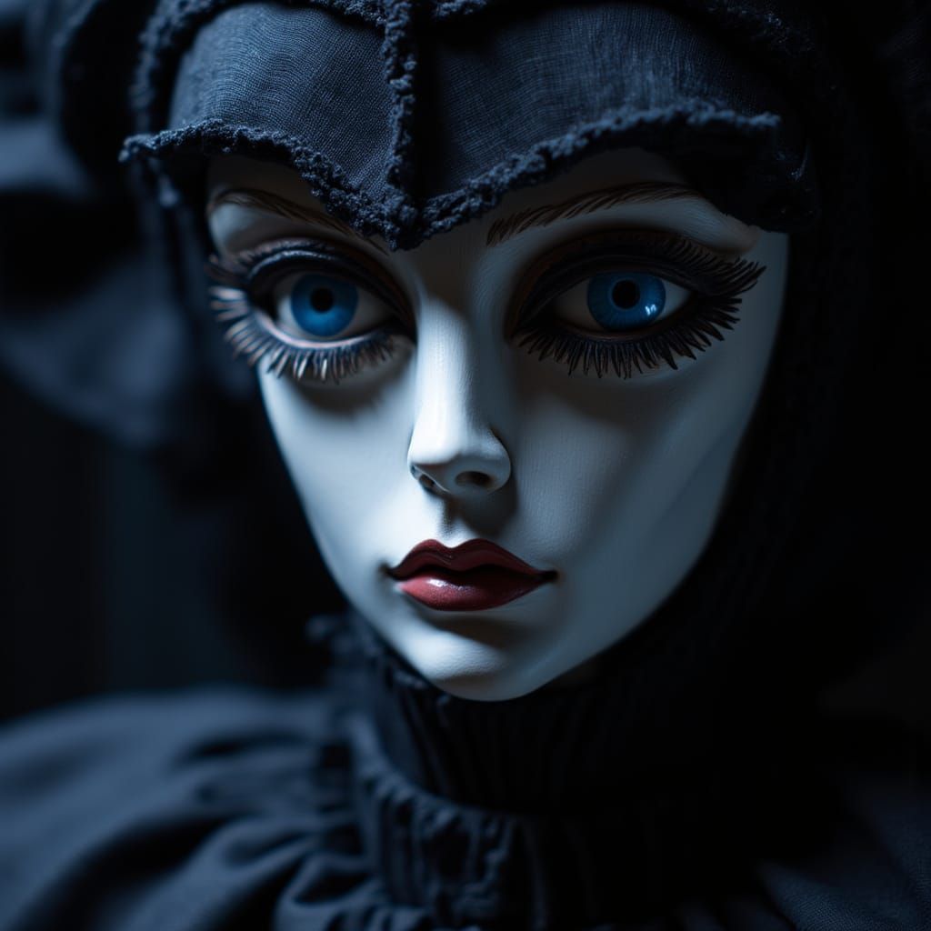 Exquisite Porcelain Doll Crows in Surreal Nightmare