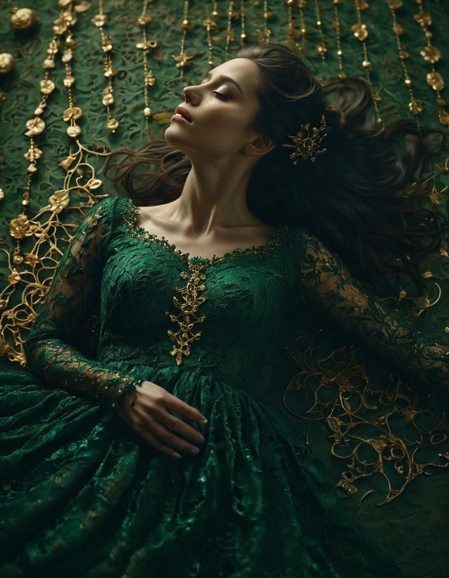 Woman and Dragon in Dark Fantasy Style