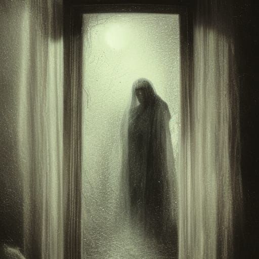 Ghostly Apparition in Old House Window