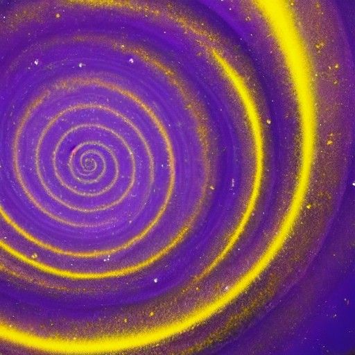Swirling Purple Planet with Yellow and Silver