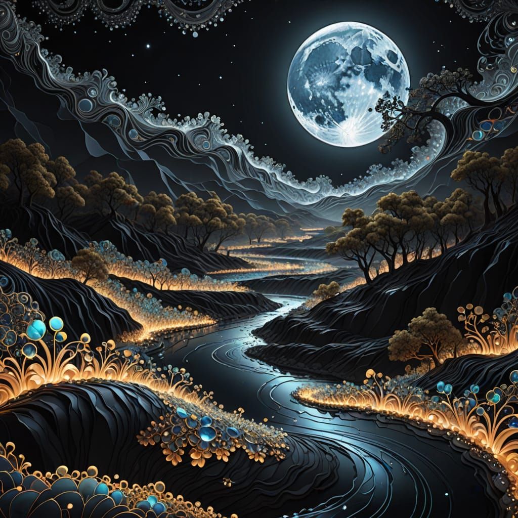 Lunar Fractal Masterpiece in Iridescent Colors