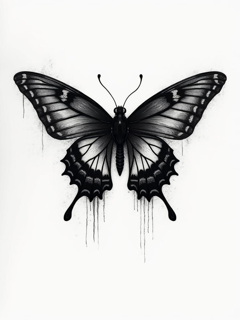Butterfly Black Metal Logo in Minimal Ink