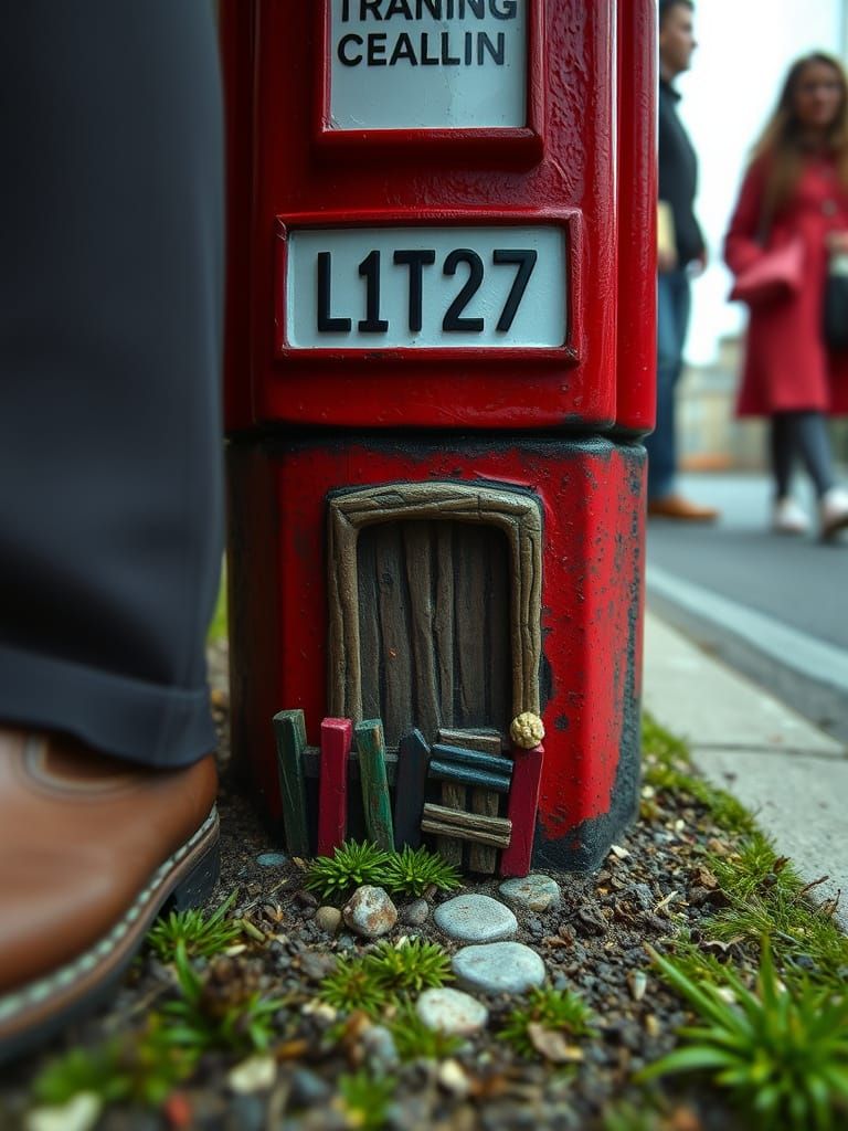 Whimsical Fairy Garden Beside London Postbox