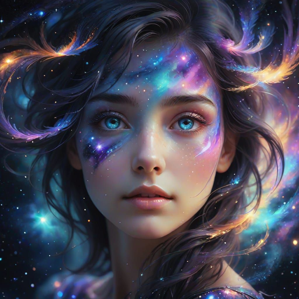 Ethereal Being Radiates Stardust and Galaxies