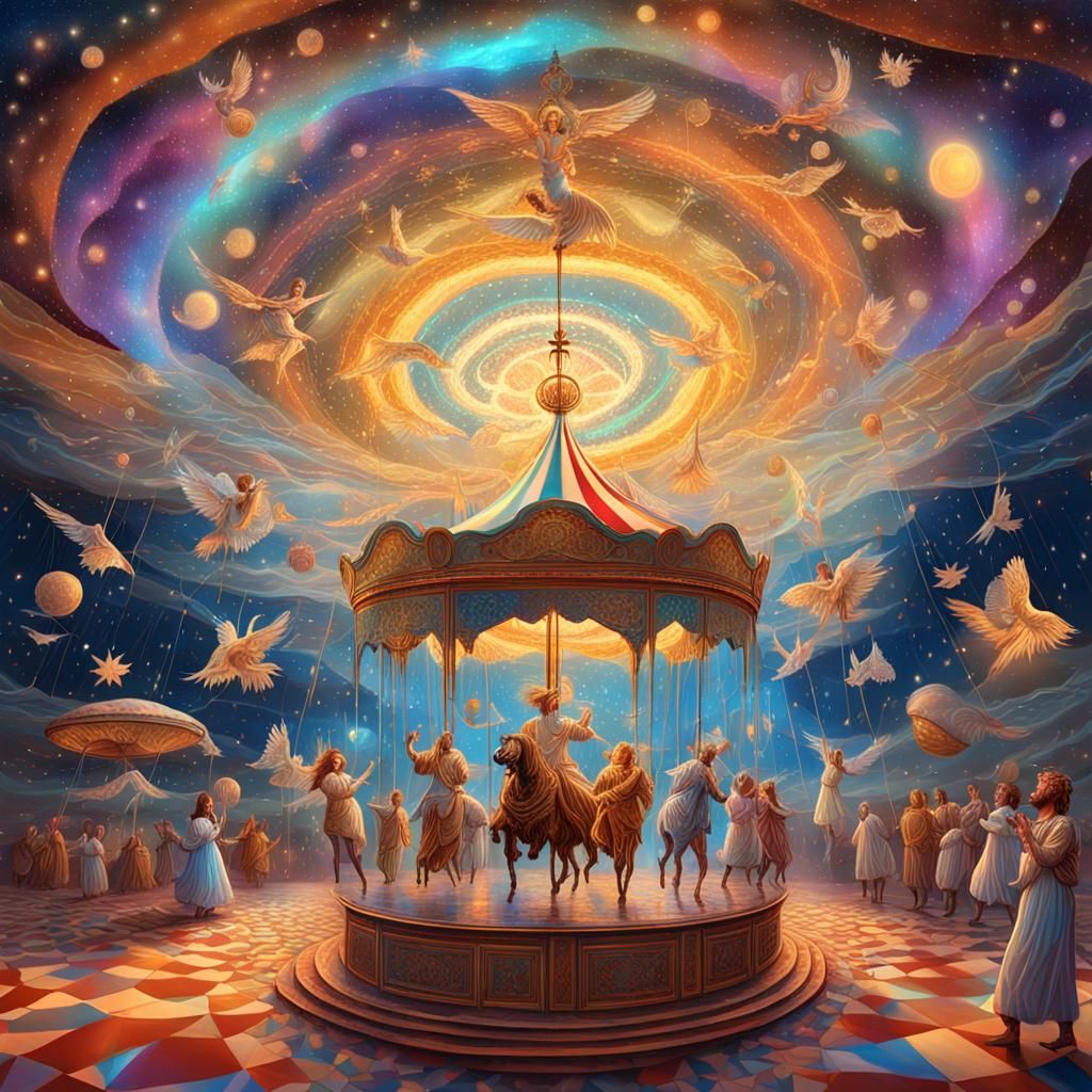 Surreal Circus Hurricane in Cosmic Astral Illustration