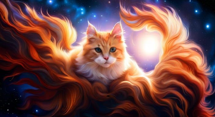 Cat Constellation in Deep Space Nebula