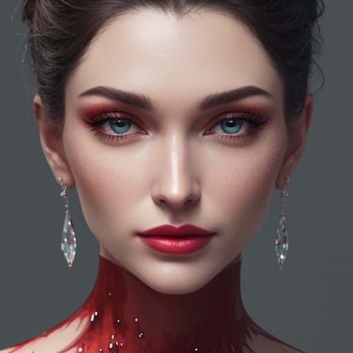 Vibrant Red Apple Crystal Plate in Ultra-Realistic Macro Clo...