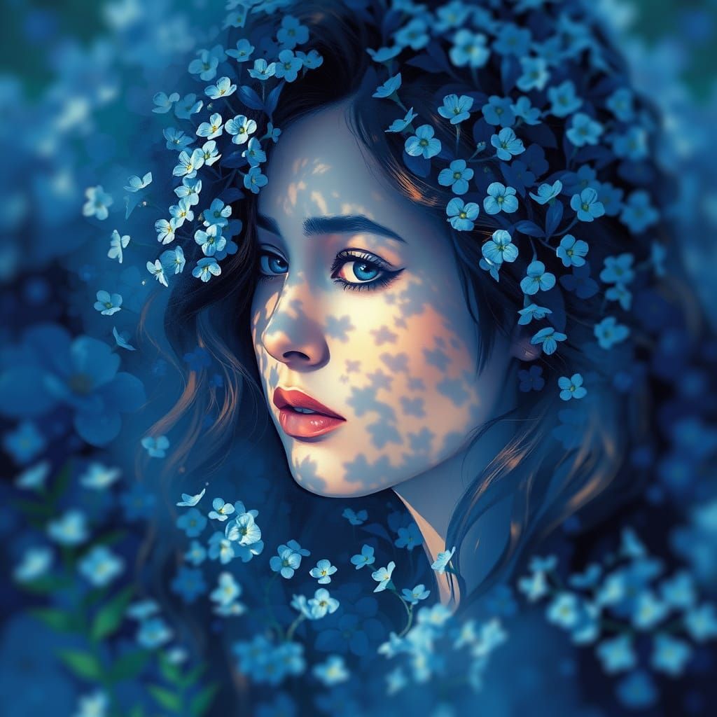 Ethereal Woman in Blue Hues