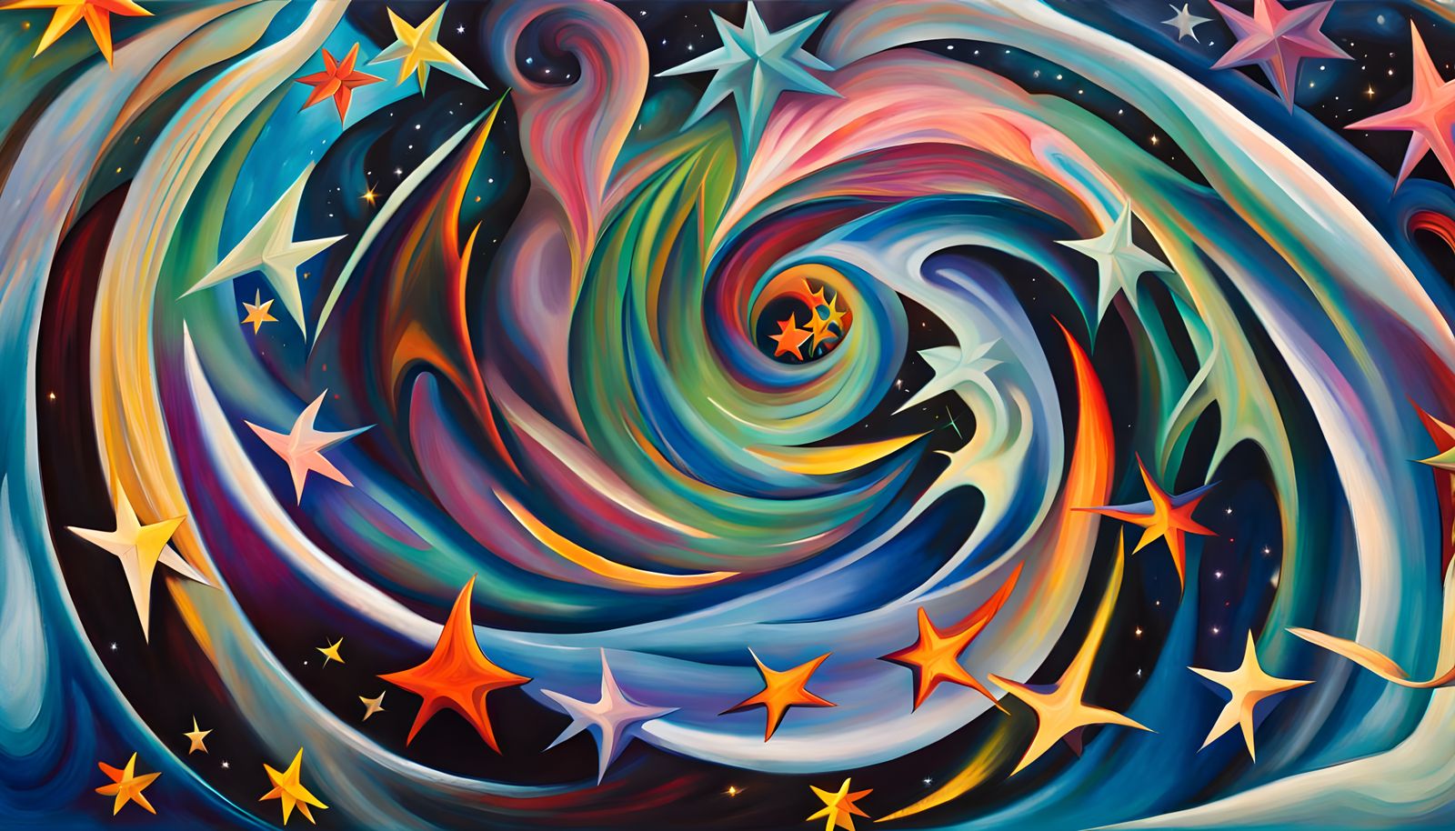 Iridescent Star Cluster Formation in Abstract Expressionism