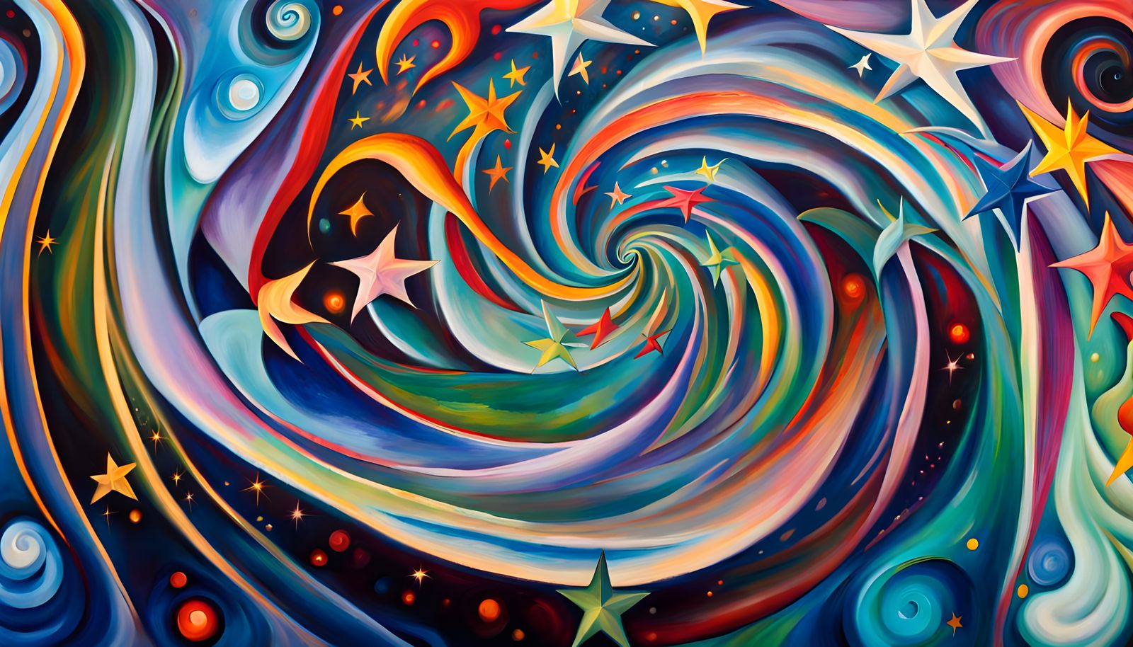 Iridescent Star Cluster in Abstract Expressionist Style