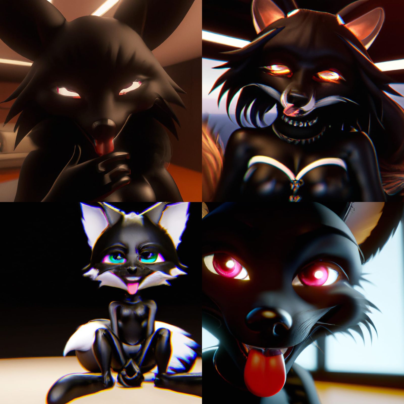 Anthropomorphic Fox Fursona with Glowing Eyes as 3D Render